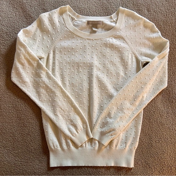 Banana Republic Sweaters - Banana Republic Cotton Cashmere Blend Cream Polka dot Textured Sweater Size S